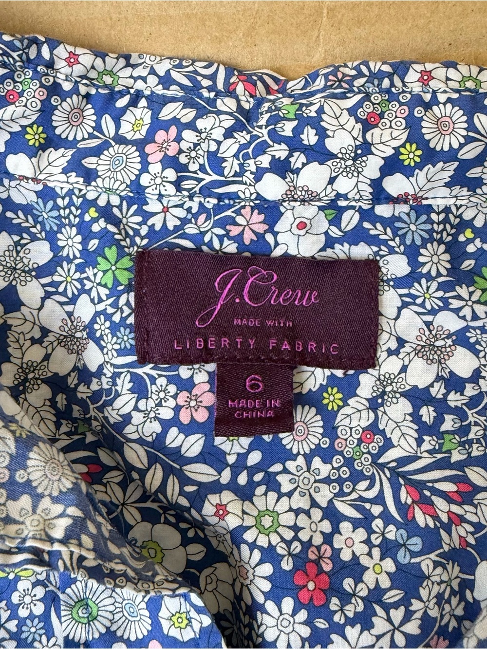 J. Crew Liberty Fabric Poplin Button Front Top - Picture 7 of 8